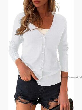 Slim Fit V-Neck Button Down Cardigan Sweater Soft Knit